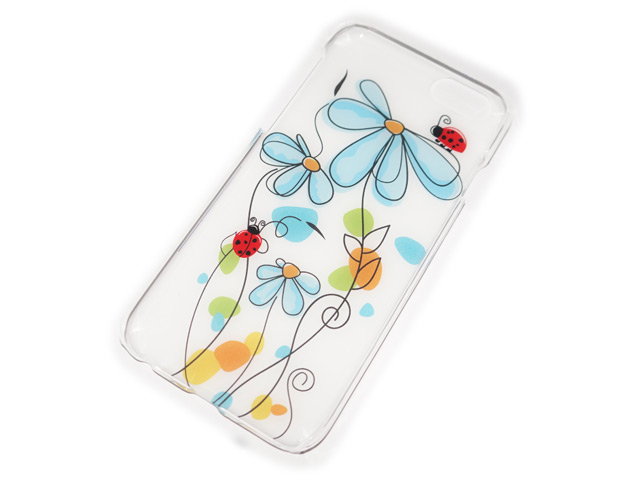 Чехол Yotrix Aquarelle для Apple iPhone 6 (Ladybugs on flowers, пластиковый)