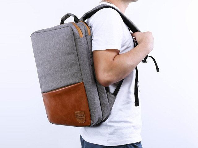 Рюкзак Remax Double Bag #398 (серый/коричневый, 2 отделения, 15-17
