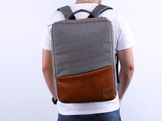 Рюкзак Remax Double Bag #398 (серый/коричневый, 2 отделения, 15-17
