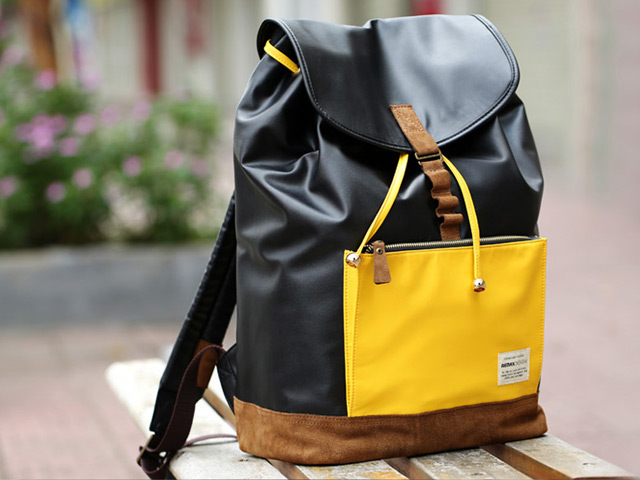Рюкзак Remax Double Bag #308 (черный/желтый, кожаный, 1 отделение)