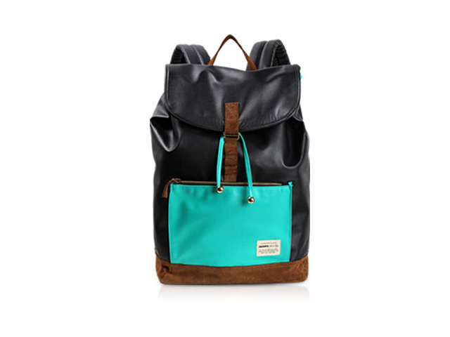 Рюкзак Remax Double Bag #308 (черный/синий, кожаный, 1 отделение)