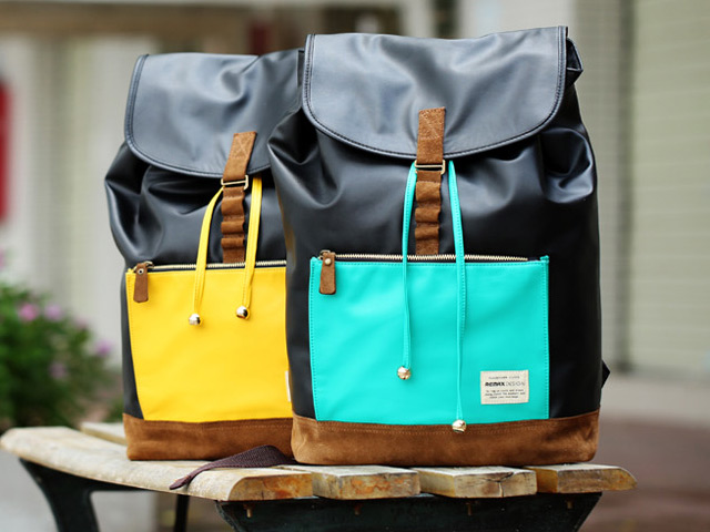 Рюкзак Remax Double Bag #308 (черный/синий, кожаный, 1 отделение)