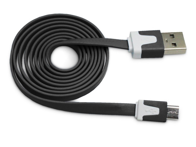 USB-кабель WhyNot Flat Cable универсальный (microUSB, 1 метр, черный) (NPG)