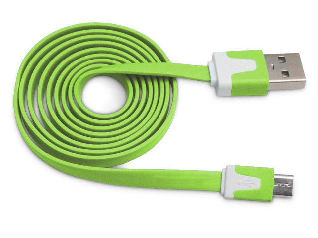 USB-кабель WhyNot Flat Cable универсальный (microUSB, 1 метр, зеленый) (NPG)