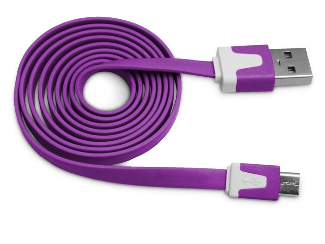 USB-кабель WhyNot Flat Cable универсальный (microUSB, 1 метр, фиолетовый) (NPG)