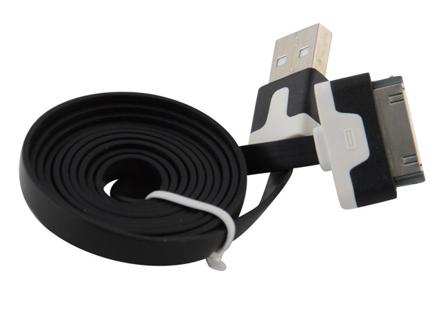 USB-кабель WhyNot Flat Cable универсальный (30-pin, 1 метр, черный) (NPG)