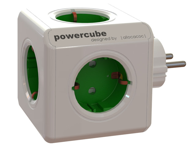 Pазветвитель Allocacoc PowerCube Original (220В, 5 розеток, белый/зеленый)