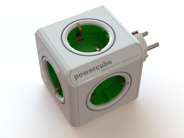Pазветвитель Allocacoc PowerCube Original (220В, 5 розеток, белый/зеленый)
