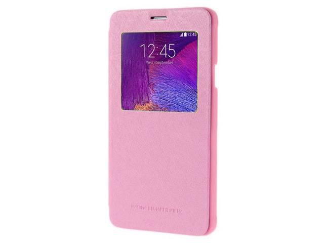 Чехол Mercury Goospery WOW Bumper View для Samsung Galaxy Note 4 N910 (розовый, кожаный)