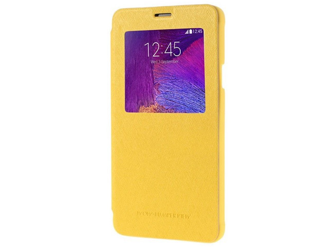 Чехол Mercury Goospery WOW Bumper View для Samsung Galaxy Note 4 N910 (желтый, кожаный)
