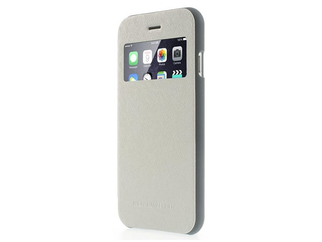Чехол Mercury Goospery WOW Bumper View для Apple iPhone 6 plus (белый, кожаный)