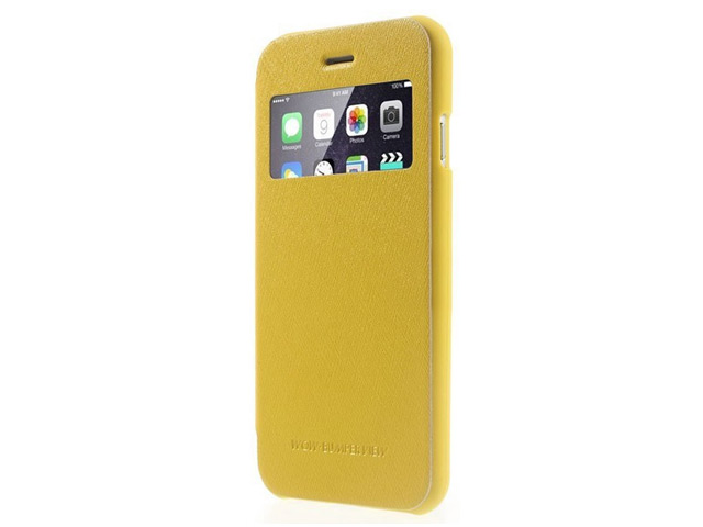 Чехол Mercury Goospery WOW Bumper View для Apple iPhone 6 plus (желтый, кожаный)