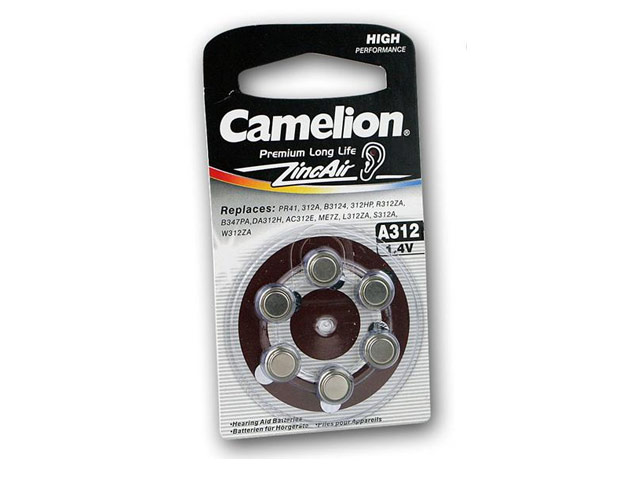 Комплект батареек Camelion (размер A312, 1.4V, 6 шт., Zinc Air)