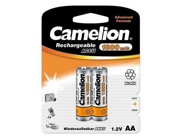 Комплект аккумуляторов Camelion (размер AА, 1800 mAh, 2 шт., 1.5V, Ni-MH)