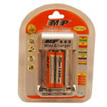 Зарядное устройство MP 809 сетевое (зарядка 2 шт. x AA/AAA, комплект 2 шт. х ААA 1250 mAh)