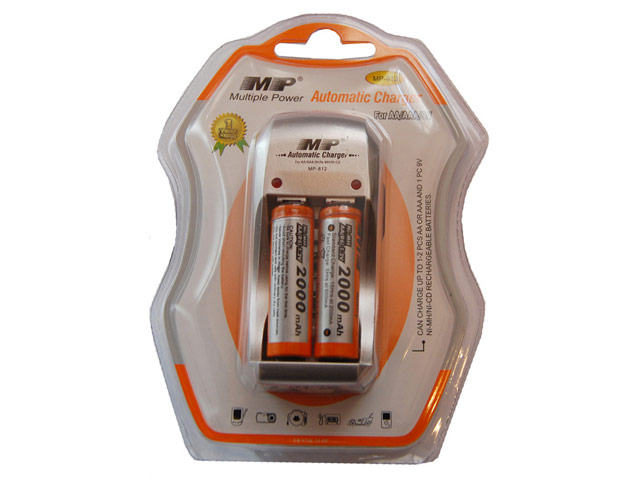 Зарядное устройство MP 812 сетевое (зарядка 2 шт. x AA/AAA/1 шт. крона, комплект 2 шт. х АА 2000 mAh)