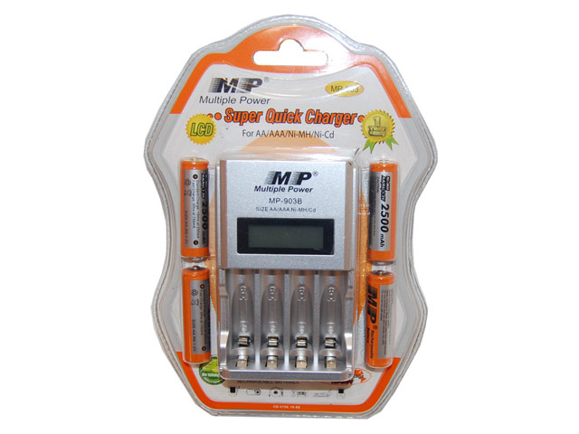 Зарядное устройство MP 903 сетевое (интеллектуальное, зарядка 4 шт. x AA/AAA, комплект 4 шт. х АА 2500 mAh)