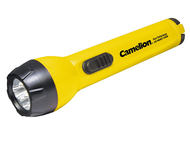 Светодиодный фонарик Camelion SuperBright (3 светодиода, 2 батарейки AA, желтый)