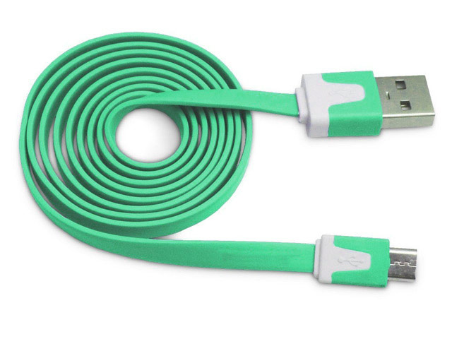 USB-кабель WhyNot Flat Cable универсальный (microUSB, 1 метр, бирюзовый) (NPG)