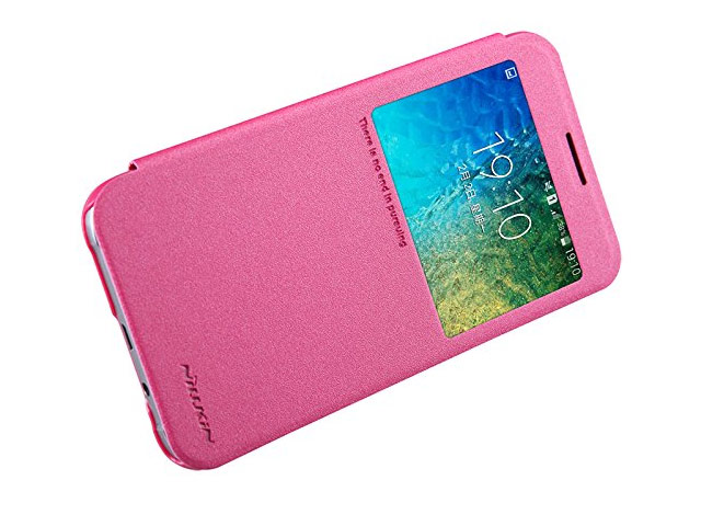 Чехол Nillkin Sparkle Leather Case для Samsung Galaxy E5 SM-E500 (розовый, винилискожа)