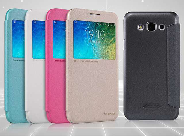 Чехол Nillkin Sparkle Leather Case для Samsung Galaxy E5 SM-E500 (голубой, винилискожа)