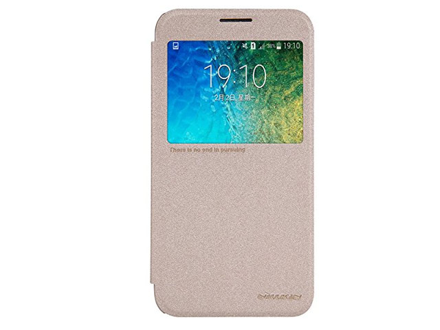 Чехол Nillkin Sparkle Leather Case для Samsung Galaxy E5 SM-E500 (золотистый, винилискожа)
