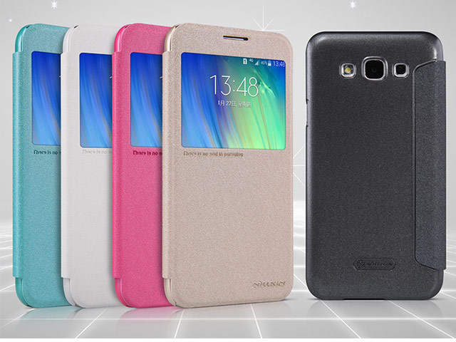 Чехол Nillkin Sparkle Leather Case для Samsung Galaxy E7 SM-E700 (голубой, винилискожа)