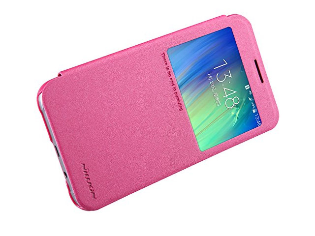 Чехол Nillkin Sparkle Leather Case для Samsung Galaxy E7 SM-E700 (розовый, винилискожа)