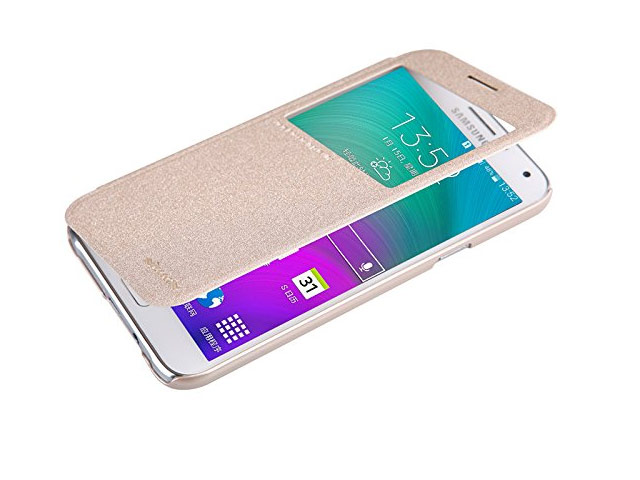 Чехол Nillkin Sparkle Leather Case для Samsung Galaxy E7 SM-E700 (золотистый, винилискожа)