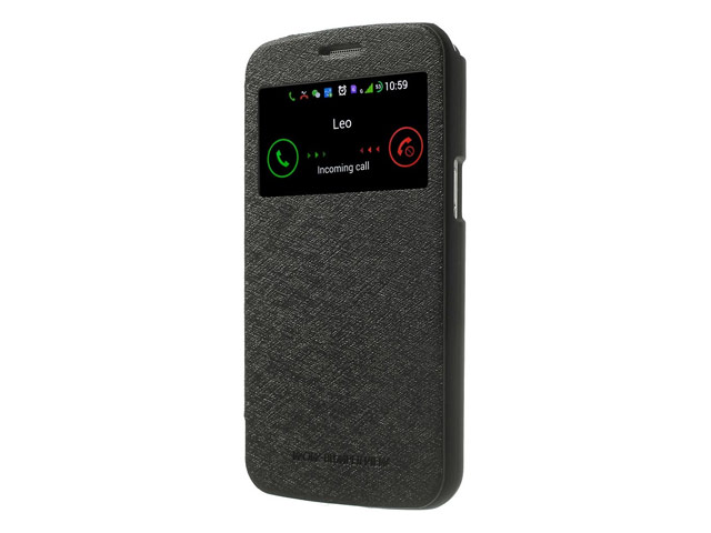 Чехол Mercury Goospery WOW Bumper View для Samsung Galaxy A7 SM-A700 (черный, винилискожа)