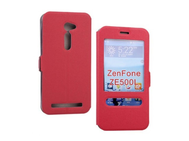 Чехол Yotrix FlipView case для Asus ZenFone 2 ZE500CL (красный, винилискожа)
