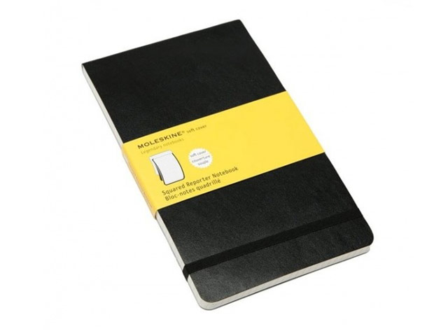 Записная книжка Moleskine Soft Reporter Notebook (210x130 мм, черная, клетка, 192 страницы)