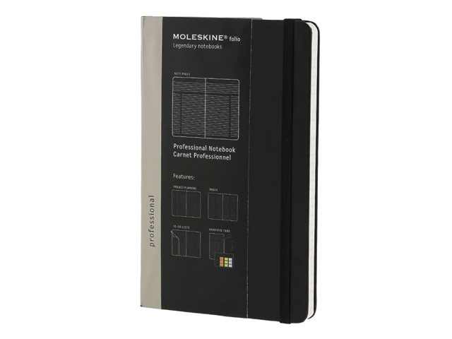 Записная книжка Moleskine Professional Notebook (210x130 мм, чарная, линейка, 240 страниц)