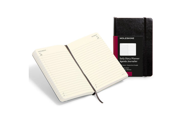 Записная книжка Moleskine Daily Planner (90x140 мм, черная, планировщик)