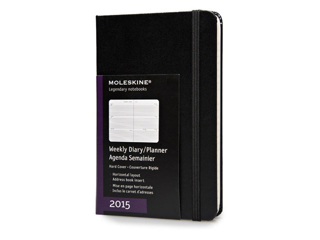 Записная книжка Moleskine Weekly Planner (90x140 мм, черная, планировщик)