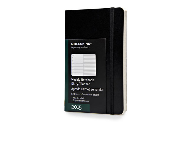 Записная книжка Moleskine Weekly Notebook (90x140 мм, черная, планировщик)