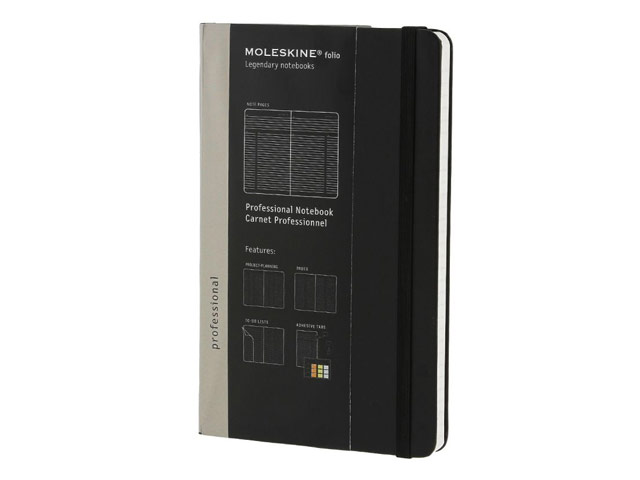 Записная книжка Moleskine Professional Notebook (250x190 мм, чарная, линейка, 192 страницы)