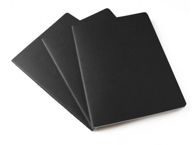 Записная книжка Moleskine Cahiers (250x190 мм, черная, нелинованная, набор 3 шт. по 120 страницы)