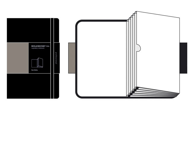 Записная книжка Moleskine Portfolio (300x210 мм, черная, нелинованная, 6 страниц)