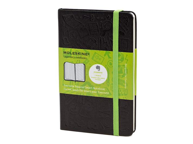 Записная книжка Moleskine Evernote Smart Notebook (90x140 мм, черная, клетка, 192 страницы)