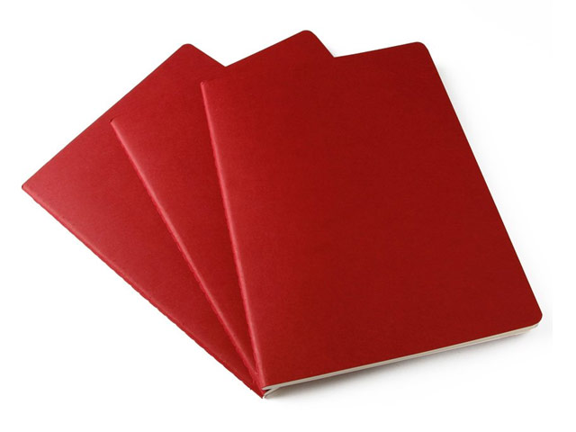 Записная книжка Moleskine Cahiers (90x140 мм, красная, нелинованная, набор 3 шт. по 64 страницы)