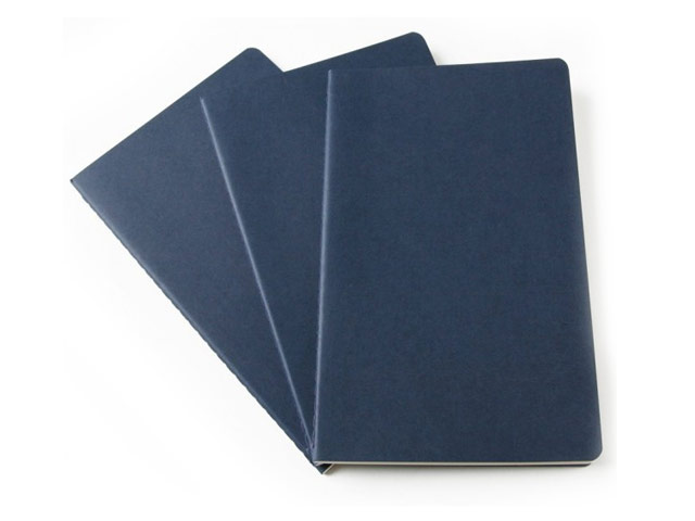 Записная книжка Moleskine Cahiers (90x140 мм, синяя, нелинованная, набор 3 шт. по 64 страницы)