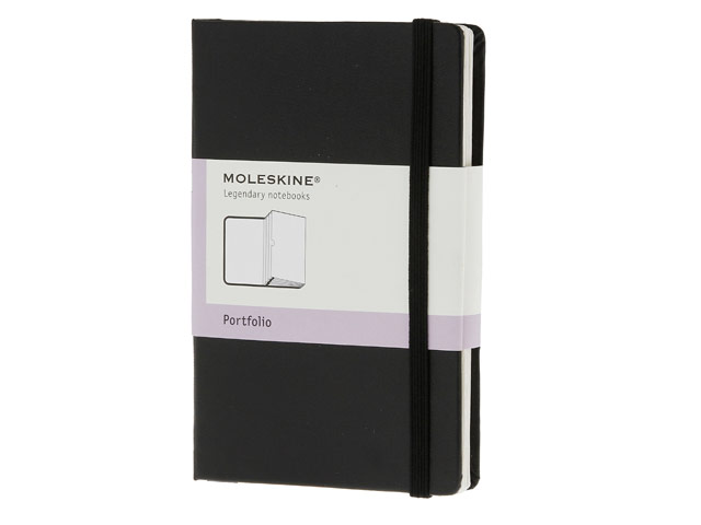 Записная книжка Moleskine Portfolio (90x140 мм, черная, нелинованная, 6 страниц)