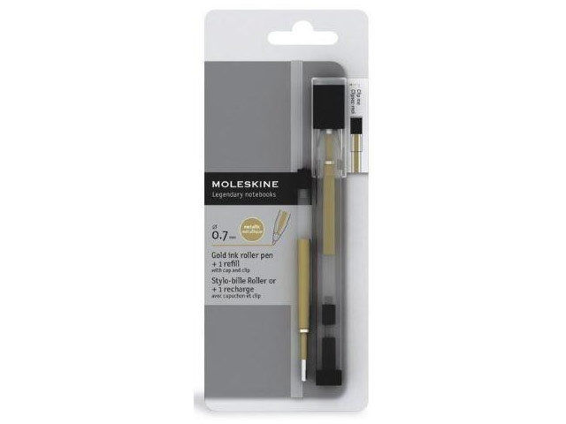 Шариковая ручка Moleskine Ink Roller Pen Gold (прозрачная, 0.7 мм, черные золотистые)