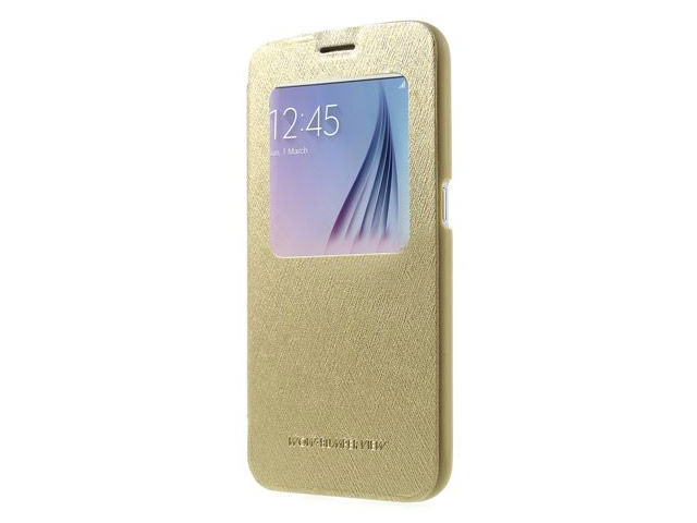 Чехол Mercury Goospery WOW Bumper View для Samsung Galaxy S6 SM-G920 (золотистый, винилискожа)