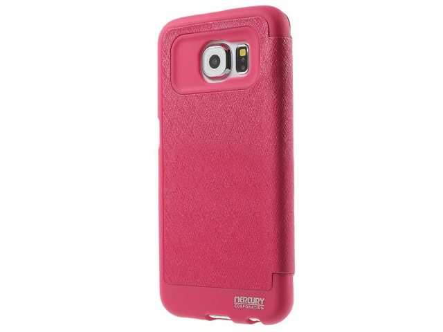 Чехол Mercury Goospery WOW Bumper View для Samsung Galaxy S6 SM-G920 (малиновый, винилискожа)