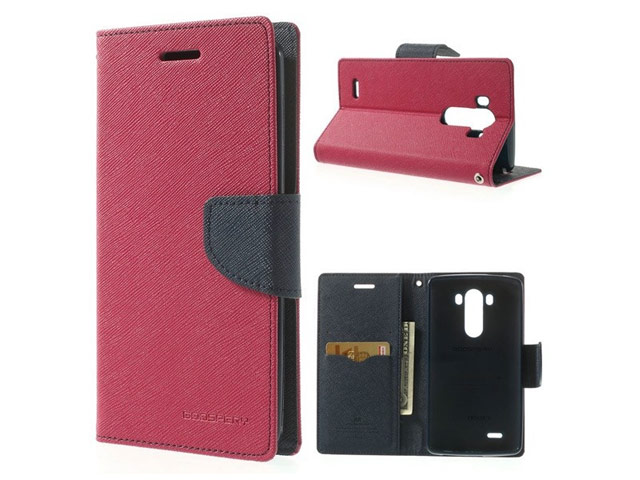 Чехол Mercury Goospery Fancy Diary Case для LG G4 F500 (малиновый, винилискожа)