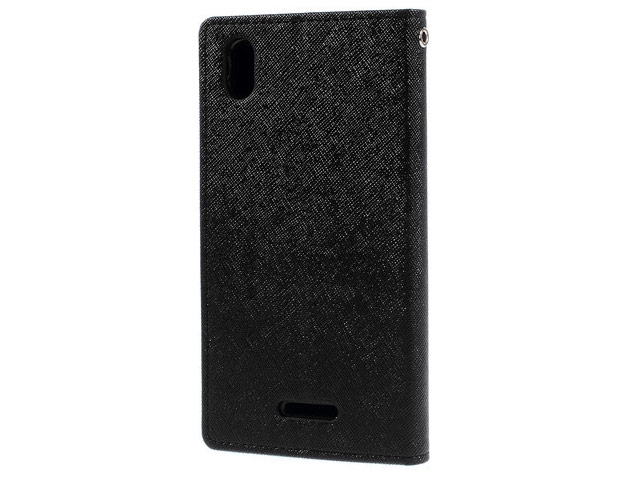 Чехол Mercury Goospery Fancy Diary Case для Sony Xperia T3 M50 (черный, винилискожа)