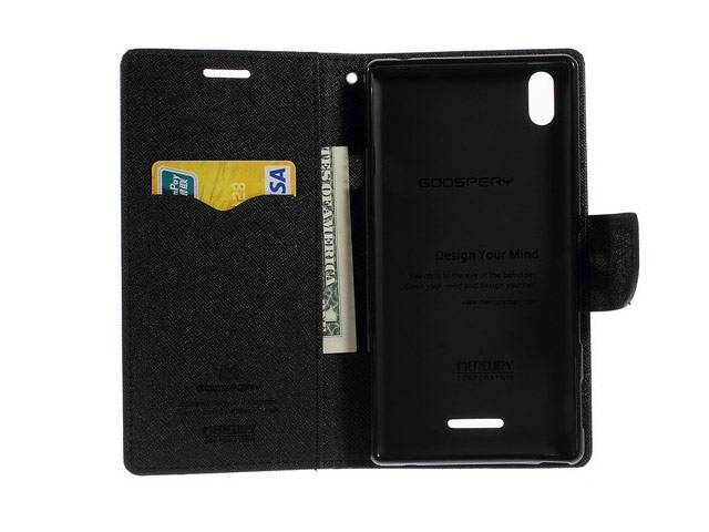 Чехол Mercury Goospery Fancy Diary Case для Sony Xperia T3 M50 (черный, винилискожа)