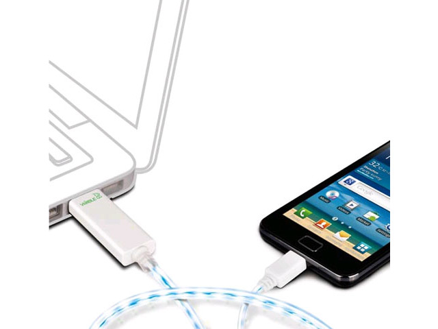 USB-кабель Dexim Visible Green универсальный (microUSB) (с индикацией) (белый)